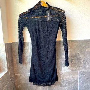 Black lace dress with keyhole back